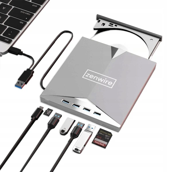 Unitate externă CD DVD Player Disc Burner portabil HUB USB-C 3.0