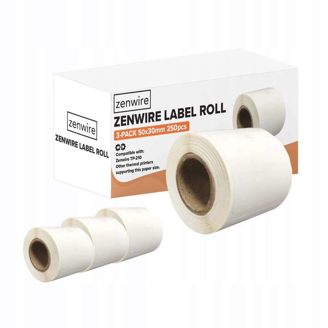 Etykiety Termiczne Samoprzylepne 3-pak  250 szt  Rolki 50x30 mm do Mini Drukarki Zenwire TP-210