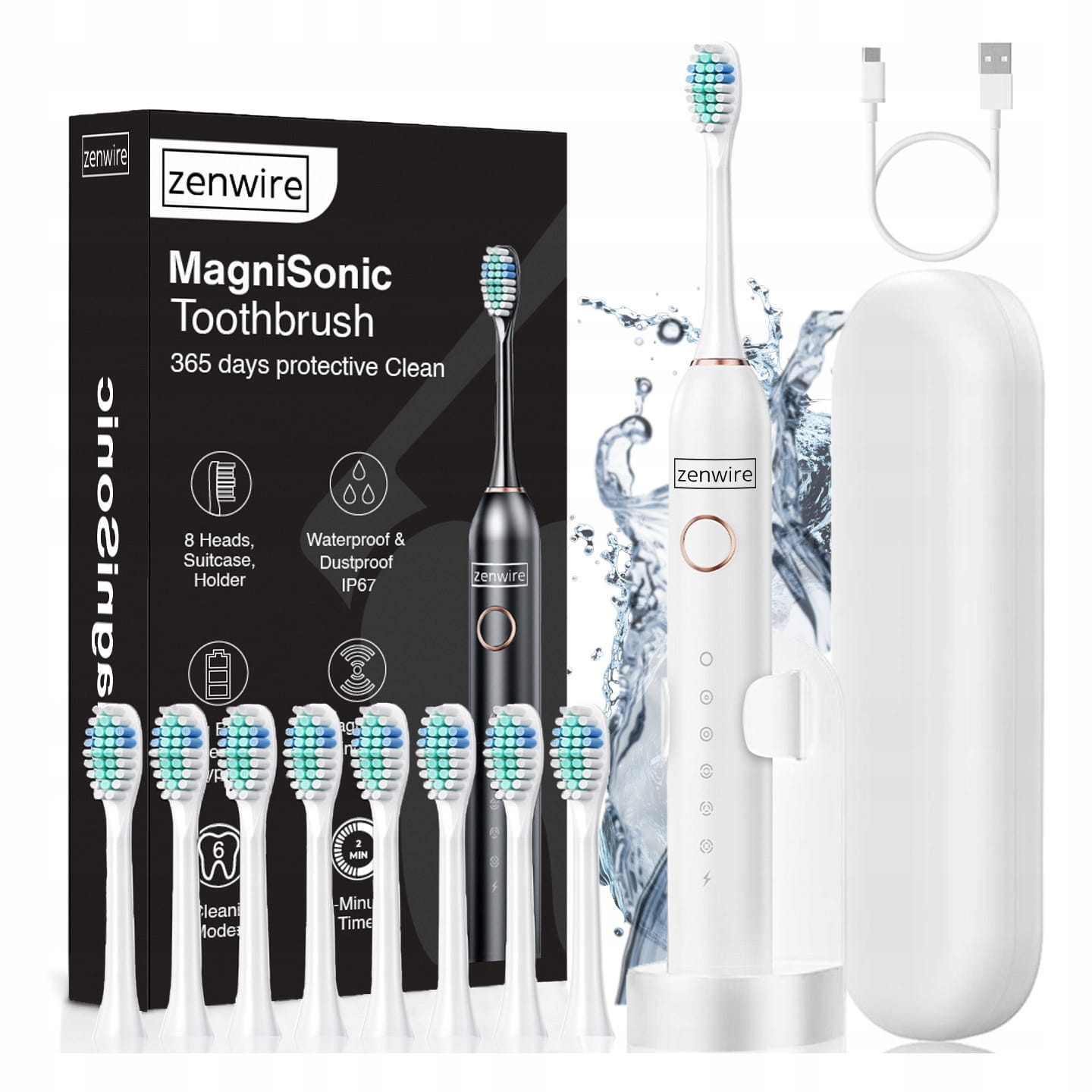 Zenwire Magnisonic 506 vitt tandborsteset