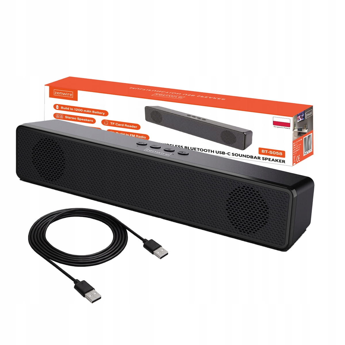 Mini Soundbar Boxă Portabilă Bluetooth Fără Fir Radio FM SD USB